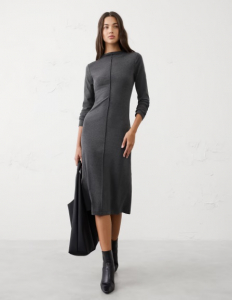 Cozy Ribbed Knit Midi Dress