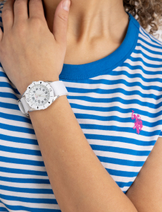 USPA JUNIOR WHITE NYLON STRAP WATCH