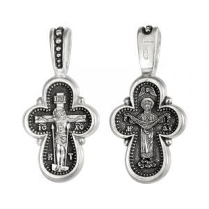 Крест (образ Покрова) из серебра литье частичное чернение