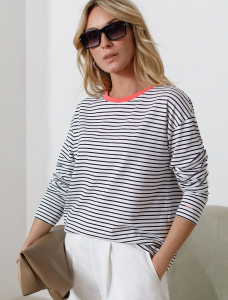 Лонгслив в полоску из премиального хлопка с эластаном