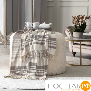 TOGAS РУИС экрю/серый, Плед 200х210, 1пр., хлопок/модал, 230 г/м2