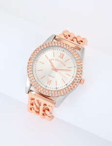LADIES CLASSIC ROSE GOLD LINK BRACELET WATCH