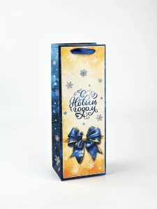 Пакет подарочный новогодний под бутылку «Бант», 13?36?10 см