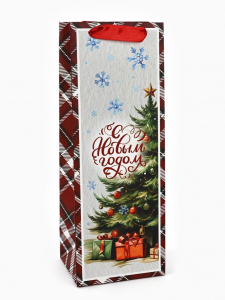 Пакет подарочный новогодний под бутылку «С Новым годом», 13?36?10 см
