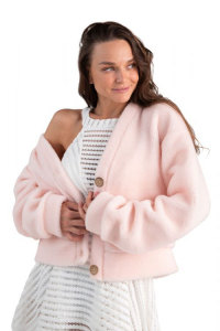 Кардиган КОРОТКИЙ ТЕДДИ пудра