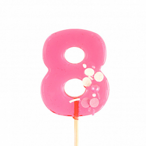 Карамель леденцовая Цифра 8 розовая с посыпкой, 12 г