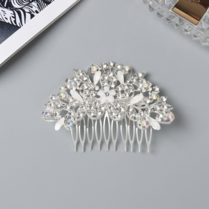 Гребень для волос QF «Джуди», цветочный, 8?6 см, серебро