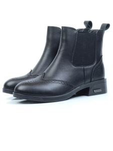 01-5572-1 BLACK Ботинки демисезонные женские (натуральная кожа, байка)