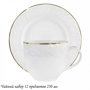 109-148 Чайный набор 12пр. 250 мл  БЕЛАЯ РОЗА в под.уп.(х6)Фарфор