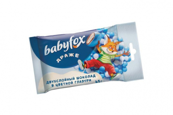 «BabyFox», драже двухслойный шоколад в цветной глазури, 45 г (упаковка 20 шт)