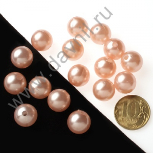 Бусины под жемчуг Круг d=14 мм 400 г персиковые