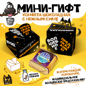 МИНИ-ГИФТ, ШОКОЛАДКА С ПРЕДСКАЗАНИЕМ, конфеты глазированные со сливочно-ванильной начинкой, 15 г., Т