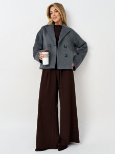 Пальто женское демисезонное 27332 (серый ворсовый)