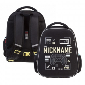 Рюкзак каркасный Hatber Ergonomic Plus, Start game, 38?29?18 см, чёрный NRk_85048