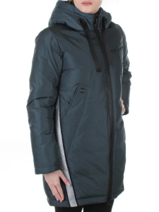 227-1 GRAY/GREEN Пальто женское зимнее Snow Grace (150 гр. холлофайбер)