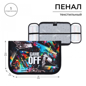 Пенал 1 секция, 130?210?40 мм, 2 откидные планки, тканевый, Calligrata TOP, Content Game