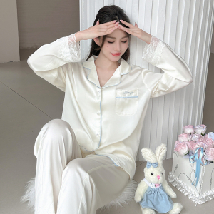 Пижама ваниль с голубой каймой