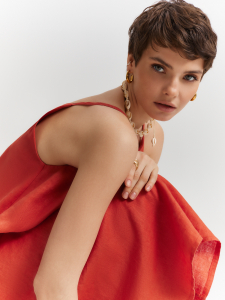 Платье льняное на бретелях