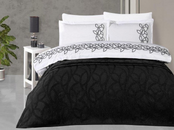 Покрывало + КПБ Ecosse Ranforce BELLA SIYAH (черный) евро