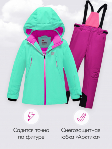 Горнолыжный костюм зимний для девочки бирюзового цвета 9420Br