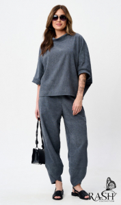 Костюм Boho микровельвет серый