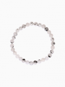 Браслет «Агат волосатик», шар №6, белый