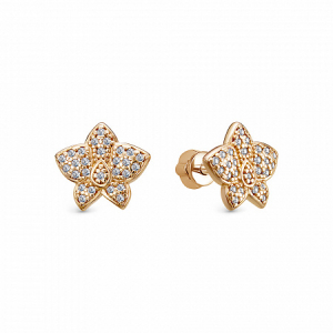 Серьги с фианитом позолоченные серебро 925*