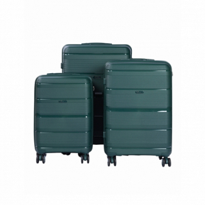 Набор чемоданов NOVELTY LINES LMS темно зеленый PP c двойными колесами