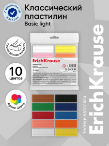 Пластилин 10 цветов 160 г Erich Krause, европодвес, экономичная упаковка