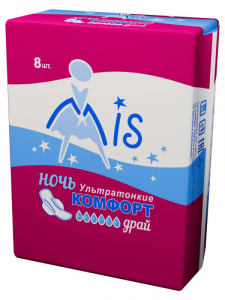 Мис Ультратонкие прокладки Ночь комфорт драй 8 шт. (6 капель)