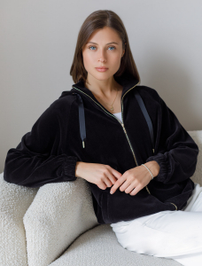 Худи из бархатистого велюра