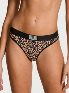 Logo Cotton Shine Patch Thong Panty