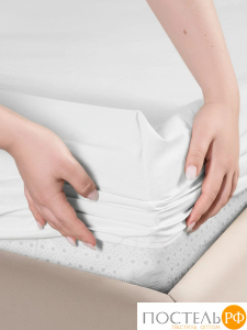 SleepiX Юко бел Простыня на резинке 90х200+25, 1пр., 60%полимодал, 40%бамб. волокно