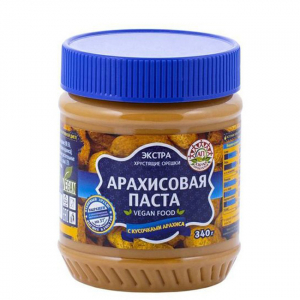 Паста арахисовая с кусочками арахиса Кранчи (синяя банка), 340 г