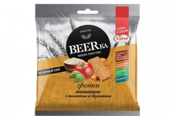 «Beerka», гренки со вкусом томата с базиликом и чесночным соусом, 85 г