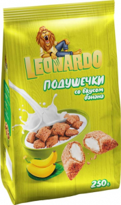 «Leonardo», готовый завтрак «Подушечки со вкусом банана», 250г