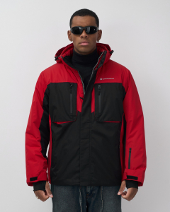 Горнолыжная куртка мужская зимняя красного цвета 7616Kr