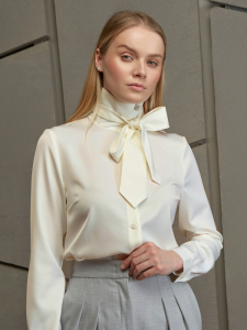 Блузка с галстуком  OD-881-7 сливочный