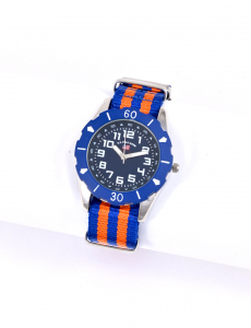 USPA JUNIOR BLUE AND ORANGE NYLON STRAP WATCH