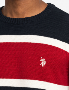 SOFT ENGINEERED STRIPE CREW NECK SWEATER