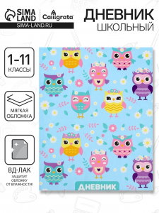 Дневник школьный для 1-11 классов, «Совы. Паттерн», мягкая обложка, 40 листов