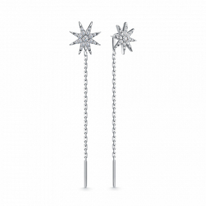 Серьги с фианитом родированные серебро 925*