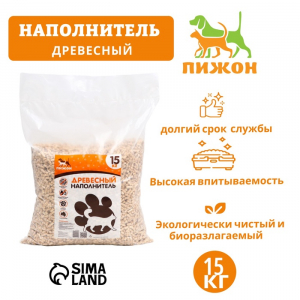 Наполнитель древесный Пижон 15 кг