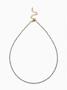Чокер из бисера «Хрусталь», серый в золоте, 37 см + 5 см доп, цепочка