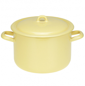 Кастрюля эмалированная 4,3л, форма цилиндрическая, металлическая крышка, кремовый (Россия)