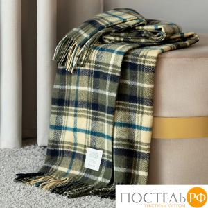 Estia  ПРАТО Плед желт-зел 150х200/10х2 см, 1 пр, 100% шерсть , 350 гр/м2