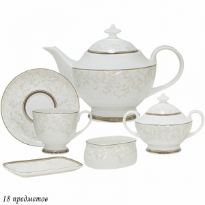 145-123 Чайный севриз 18пр.СЕРЫЙ ШЕЛК в под.уп.(х2) Костяной фарфор