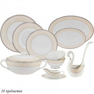 145-349 Обеденный сервиз 28пр.  ДЖУЛЬЕТТА в под.уп.(х2) Костяной фарфор