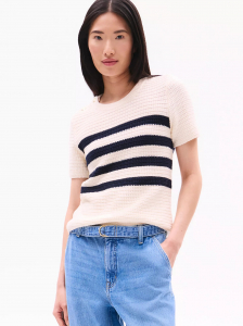 Gold Button Textured Knit Sweater