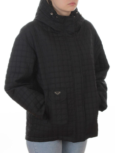 9617 BLACK Куртка стеганная демисезонная женская (100 гр. холлофайбер)